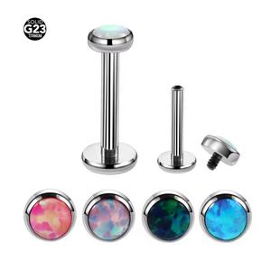 Anneaux de <span class=keywords><strong>piercing</strong></span> labret en titane G23 à filetage interne avec opale pour cartilage d'oreille/tragus/lèvre/nez - Bijoux cadeau de mariage - Product Image 3