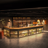 Comptoir de réception multifonctionnel en MDF de style industriel vintage Yimutang en forme de L, pour les bars, les restaurants, les cafés