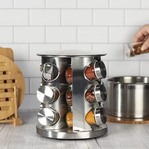 Вращающийся кухонный шкаф Aeofa, Круглый квадратный стеллаж для банок для специй, вращающийся металлический шкаф, <span class=keywords><strong>3</strong></span> уровня - Product Image 4