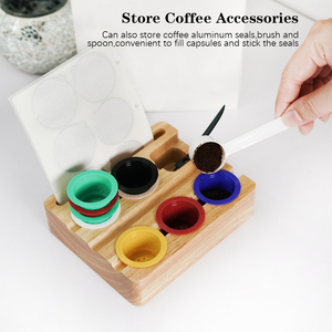 Offre Spéciale 1 ensemble de Capsules de café en bois de caoutchouc outil de remplissage avec 60 pièces joints support de dosettes de café pour dosettes d'origine <span class=keywords><strong>Nespresso</strong></span> - Product Image 5