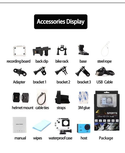 Fashionable and Popular Waterproof Digital Camera 4K Portable Action Camera 4K Camera Remote Control