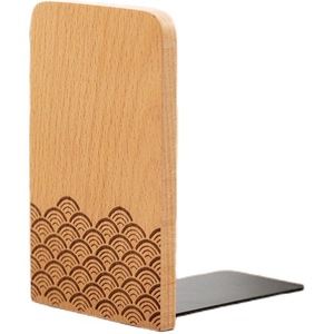 Zhongda Beechwood <b>Bookend</b> 8x13cm Wave Pattern Laser Engraved Desktop <b>Bookend</b> - Product Image 5