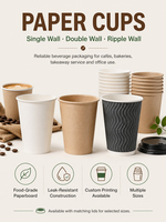 SUMKOKA 8 12 16oz Gobelets à café en papier blanc jetables épaissis en gros pour boissons chaudes, idéaux pour les fêtes et l'usage quotidien
