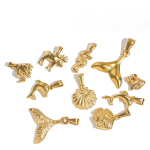 Joyería chapada en oro, colgante de acero inoxidable resistente al agua, caballito de mar, cola de sirena, Concha, dijes de alta calidad para la fabricación de pendientes - Product Image 1