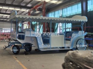 Voiture électrique de tourisme ZOWN bleue et blanche avec toit à motif nuageux pour parcs et excursions - Product Image 4