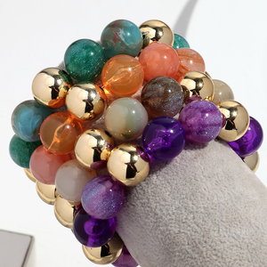 Giản Dị 2025 Mới Đầy Màu Sắc Long Lanh 16Mm Đính Cườm Vòng Đeo Tay Vàng CCB Vòng Hạt Hỗn Hợp Màu Sắc Acrylic Vòng Đeo Tay Đàn Hồi Phụ Nữ - Product Image 5