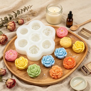 7 Hole 3D Rose <b>Candle</b> <b>Mold</b> For DIY Soap And Craft Making With Customizable Shape And Transparent White Design - Product Image 1