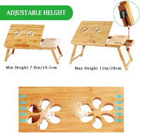 Plateau de Table Décoratif sur Lit Pliant Réglable Portable Netbook en Bois de Bambou Support de Bureau pour Ordinateur Portable Pc Bureau Portable