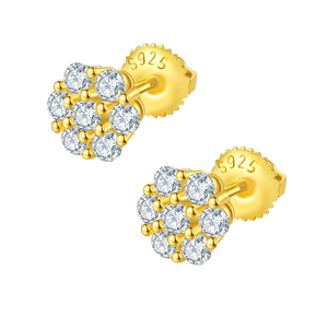 Boucles d'oreilles tendance en argent sterling 925 plaqué or avec moissanite, en forme de fleur, pour femmes, idéales pour mariages et soirées (vente en gros) - Product Image 4