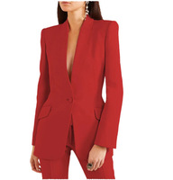 Ensemble Tailleur-Pantalon d'Affaires Femme 2025, Couleur Unie, un Bouton, Manches Longues