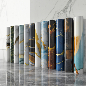 วอลเปเปอร์ลายหินอ่อน 3 มิติ แบบมีกาวในตัว กันน้ำ กันเชื้อรา หนาขึ้น ลอกติดได้ ลายเรขาคณิต สำหรับตกแต่งบ้าน อพาร์ทเมนต์ ห้องครัว - Product Image 5