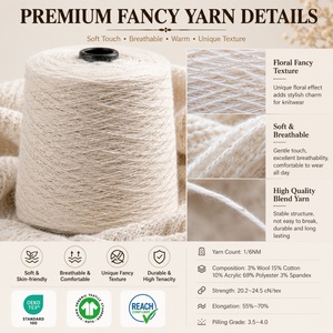 <span class=keywords><strong>Prix</strong></span> d'usine Fil fantaisie Blossom 1/6NM 3% <span class=keywords><strong>Laine</strong></span> 15% Coton 10% Acrylique 69% Polyester 3% Spandex Fil mélangé élastique pour le tricot - Product Image 2