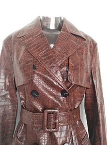 OUDINA Cappotto <span class=keywords><strong>Lungo</strong></span> Invernale in <span class=keywords><strong>Pelle</strong></span> PU con Logo Personalizzato, Elegante <span class=keywords><strong>Trench</strong></span> con Lacci per Donna - Product Image 6