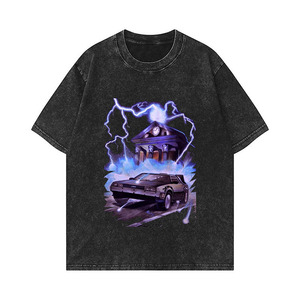 T-shirts en coton tricoté 100 % personnalisés en gros, style streetwear unisexe, avec imprimé graphique d'avatars d'anime, effet vintage délavé pour hommes - Product Image 5