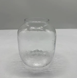 Hand Blown Textured Clear Crystal Glass <b>Vase</b> Artisan Modern Home Decor Table Centerpiece Floral <b>Vase</b> - Product Image 3