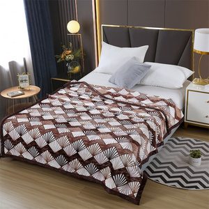 FY Logo personnalisé flanelle polaire bleu marron <span class=keywords><strong>noir</strong></span> blocs géométriques ligne impression chaud doux canapé jeter des couvertures pour l'hiver - Product Image 2