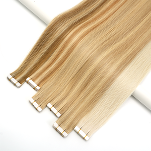 Extensions de cheveux adhésives sans nœuds ni perte de cheveux, 100 % cheveux humains vierges, sans couture, pour femmes blanches, fournisseur d'usine Lanxun - Product Image 1
