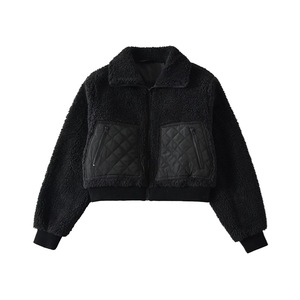 Nouvelle Collection Automne/Hiver – Manteau Décontracté <span class=keywords><strong>en</strong></span> Coton pour <span class=keywords><strong>Femme</strong></span>, Style Patchwork Épais <span class=keywords><strong>en</strong></span> Fausse <span class=keywords><strong>Laine</strong></span> d'Agneau, Col Montant, <span class=keywords><strong>Veste</strong></span> <span class=keywords><strong>Courte</strong></span> Matelassée - Product Image 3