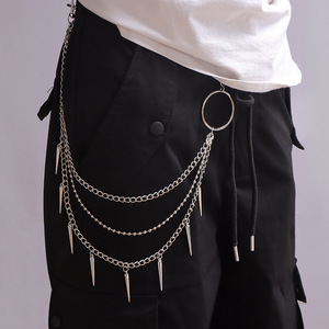 Cadena de cintura con puntas de varias capas estilo Hip Hop Punk para hombres y mujeres, cadena decorativa para pantalones de moda urbana, accesorio de aleación de zinc. - Product Image 2