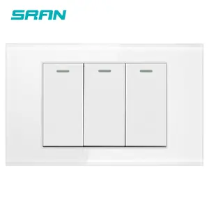 Quarto Luxo Casa Decorativa 250V Wall Mount 3 Gang Casa Interruptor Luz Elétrica EUA