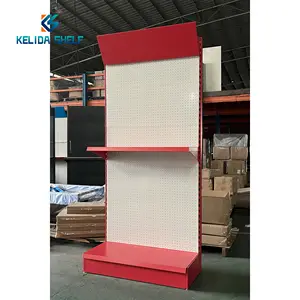 Red Exhibition Display Racks For Shops Hardware Store Hanging Pegboard Metal Display Rack