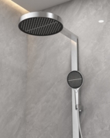Système de robinetterie de douche mural DG moderne en laiton chromé avec jet de pluie et jets massants, 3 fonctions, pour salle de bain