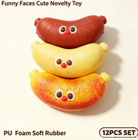 Squishy en forme de saucisse à visage amusant - Jouet anti-stress en mousse PU à récupération lente en forme de jambon, à presser et décompresser