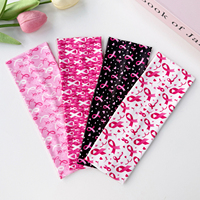 Vente en gros de bandeaux élastiques à ruban rose pour la sensibilisation au cancer du sein, pour femmes, sport, course à pied, yoga, bandeaux larges pour cheveux, accessoires pour cheveux