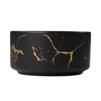 Bol rond cylindrique en céramique motif marbre noir et or de taille personnalisée