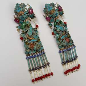 أقراط متدلية أنيقة بتصميم التنين والعنقاء - إكسسوار حفلات أحمر يرمز للحظ السعيد في المناسبات - Product Image 1