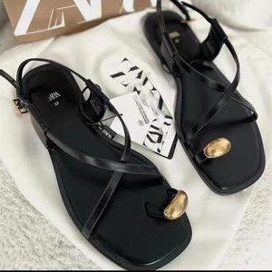 Nouvelles sandales plates à bout ouvert pour femmes ZAR, à fines brides, en <span class=keywords><strong>cuir</strong></span> synthétique, avec boucle combinée, pour l'été - Product Image 2
