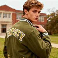 Blousons universitaires vintage de haute qualité pour hommes, grande taille, en laine, avec logo brodé en chenille, style streetwear, pour l'automne