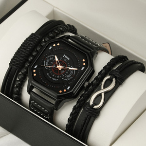 Square <strong>Watches</strong> for Men Brown Black Leather Bracelets <strong>Set</strong> for Men 4 Pcs Wrist <strong>Watch</strong> Bracelet <strong>Set</strong> Fashion Business Wrist <strong>Watches</strong> - Product Image 5
