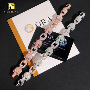 Collana Cubana Hip Hop con Teschio e Scheletro in Moissanite Colorata, Catena a Maglie Cubane Fantasia, Pronta Consegna, Supera il Test del Diamante - Product Image 4