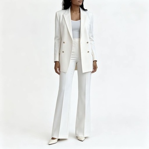 Customizable Women's Double-breasted Suit and High-waisted Flared Trousers, Elegant Business Commuting <strong>Outfit</strong> for the Workplace - Product Image 1