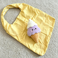 Sac fourre-tout pliable et réutilisable en peluche motif gâteau mignon, grande capacité, jaune, pour courses