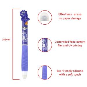 O&Q Personalisierbarer Radierbarer Gelstift aus Kunststoff mit Niedlichem Dinosaurier-Design, 0,5mm, Schwarz/Blaue Tinte, Kinder-Cartoon-Tierstil für Büro und Schule - Product Image 5