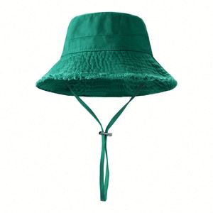 Chapeaux Bob d'été pour Femme à Bords Effilochés, en Coton Délavé, avec Cordon, Logo Personnalisé, pour l'Extérieur, Vente en Gros - Product Image 1