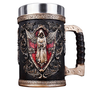 แก้วน้ำสแตนเลสสตีลลายกอธิคสุดแปลกตา สำหรับงานปาร์ตี้ ดีไซน์สร้างสรรค์ รูปทรงหัวกะโหลก 3 มิติ สไตล์พังก์ แก้ววิสกี้ แก้วน้ำลายเทวดาแห่งความตาย - Product Image 3