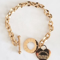 Pulsera de acero inoxidable de alta calidad para proteger tu corazón, pulsera de corazón chapada en oro, pulsera de joyería cristiana con versículo de la Biblia