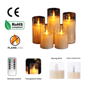 Vente en gros de bougies à led pilier sans flamme avec télécommande bougies à lumière LED en verre avec flamme en mouvement pour la décoration de la maison de mariage - Product Image 4