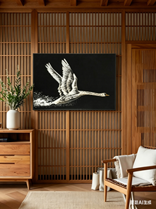 Tableau mural cygne noir et blanc Zen, peinture sur toile d'oiseau en vol, <span class=keywords><strong>affiche</strong></span> animale minimaliste moderne pour la décoration de la maison et du bureau - Product Image 5