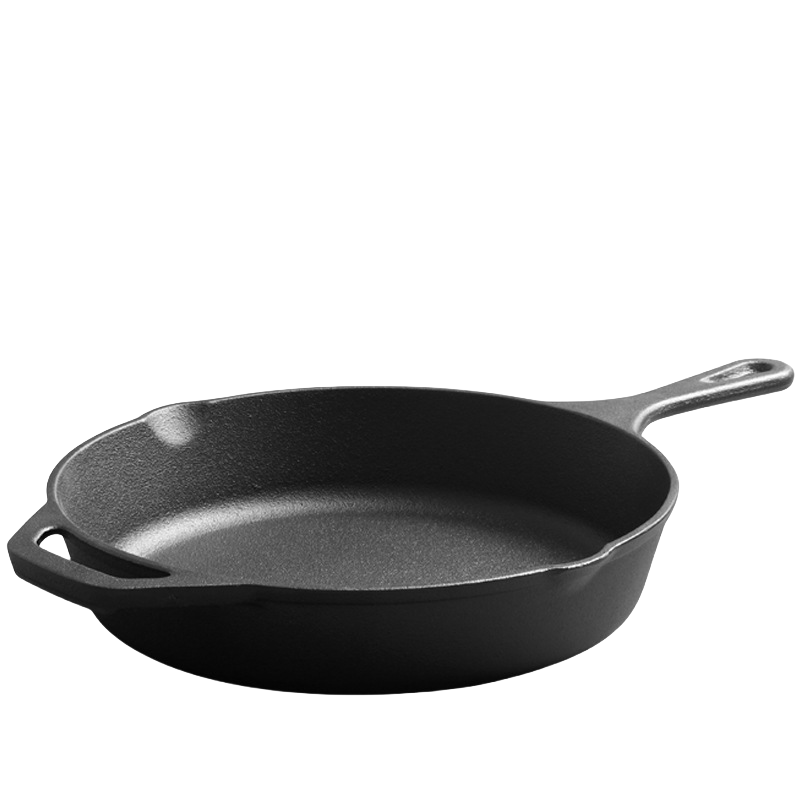 Cast Iron Pre-Seasoned Skillet Signature Teardrop Handle Cookware for Kitchen