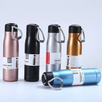 Bouteille d'eau sport isotherme en acier inoxydable, anti-fuite, avec cordon de transport