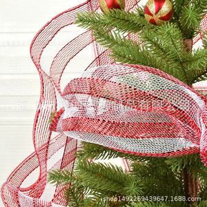 Ornamen bola Natal & pohon kualitas tinggi jaring buku lebar 26CM di merah dengan pita putih dekorasi jaring PP Kecil - Product Image 4