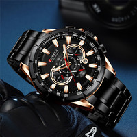 Reloj CURREN 8363 para Hombre, Relojes de Cuarzo Deportivos de Lujo, Resistentes al Agua, Cronógrafo, Fecha, Correa de Acero Inoxidable, Manecillas Luminosas