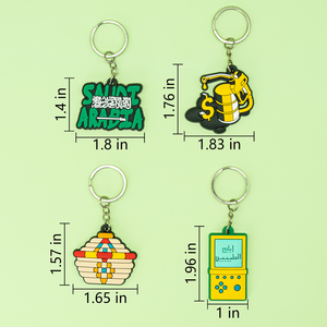 Porte-clés mousqueton 2D en caoutchouc PVC, série voyage Moyen-Orient tendance, avec carte du drapeau saoudien en relief, cadeau Ramadan, multifonction, Orange <span class=keywords><strong>Guy</strong></span> - Product Image 3