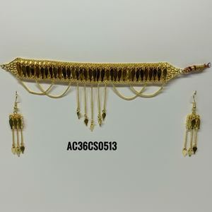 El último diseñador Chik Set con pendientes Chapado en oro Joyas árabes Diseño en línea para mujeres - Product Image 1