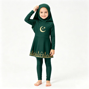 Kids Skirted Burkini Swimwear 3PCS <b>Modest</b> Full Coverage Swimsuit with Hijab Girls <b>Set</b> - Product Image 1