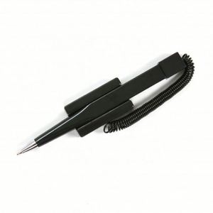 Bolígrafo de tubo al por mayor con logotipo personalizado, bolígrafo de seguridad con espiral para mostrador de hotel, soporte de escritorio negro para bolígrafos - Product Image 1